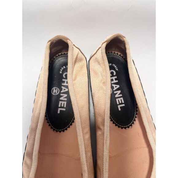 CHANEL Pink Satin Flats with Black Trim - Picture 8 of 10